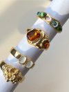 2024 New Tide Individuality Retro Geometric Hollowing Inlay Gem Rings SetLiquid State Metal Four-Piece Rings Set Paty Jewelry