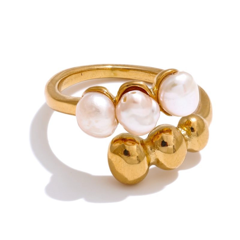 Yhpup Natural Freshwater Pearl High Quality Adjustable Embrace Ring for Women Stainless Steel Charm Fashion Jewelry Gift - Image 7