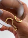 Stainless Steel Gold Color Rings for Women Men 2025 Colorfast Popular Party Personalized Exaggerated Charms Jewelry Gifts