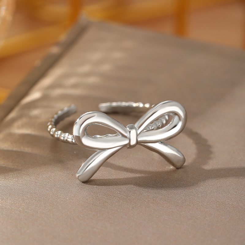 Stainless Steel Rings Romantic Bow Tie Adjustable Opening Ring For Women Jewelry Banquet Gift Non-fading High-quality Popular - Image 2