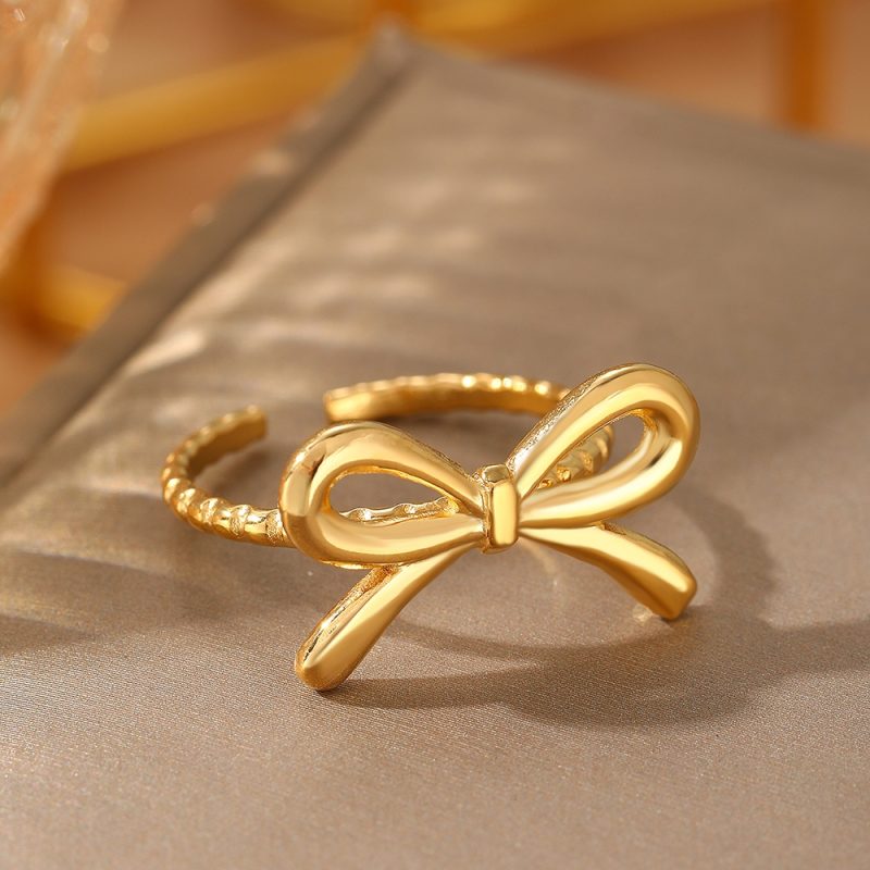 Stainless Steel Rings Romantic Bow Tie Adjustable Opening Ring For Women Jewelry Banquet Gift Non-fading High-quality Popular - Image 3
