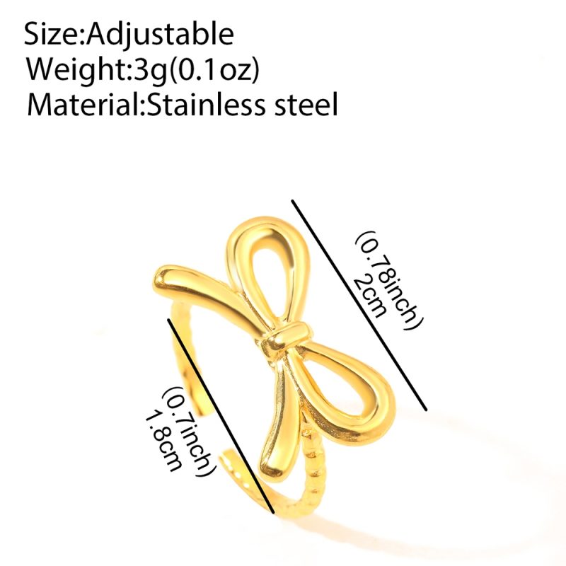Stainless Steel Rings Romantic Bow Tie Adjustable Opening Ring For Women Jewelry Banquet Gift Non-fading High-quality Popular - Image 4