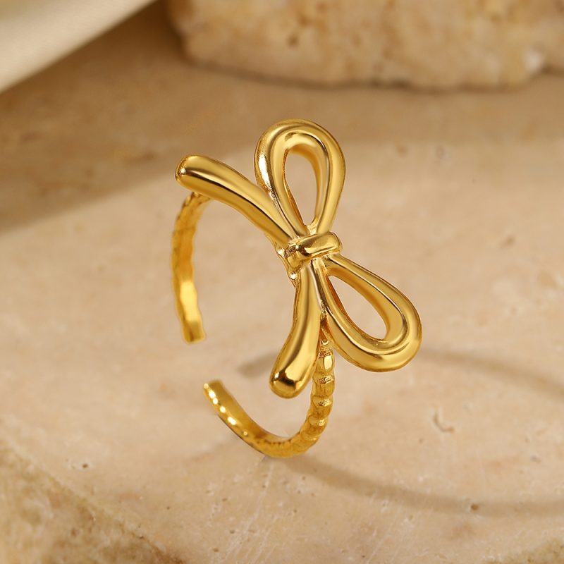 Stainless Steel Rings Romantic Bow Tie Adjustable Opening Ring For Women Jewelry Banquet Gift Non-fading High-quality Popular - Image 5