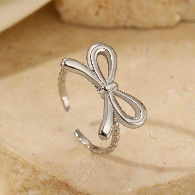 Stainless Steel Rings Romantic Bow Tie Adjustable Opening Ring For Women Jewelry Banquet Gift Non-fading High-quality Popular - Image 6
