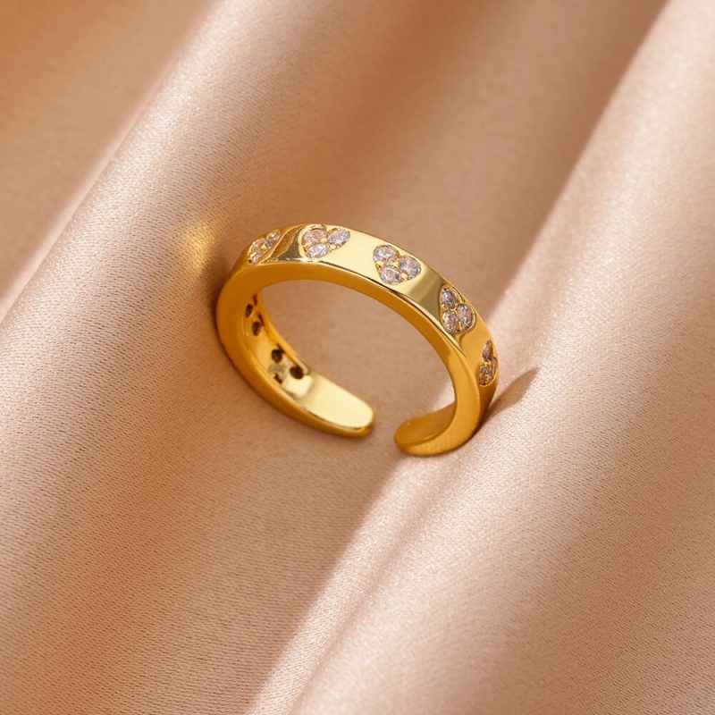 Zircon Geometric Heart Rings For Women Stainless Steel Gold Color Wedding Ring Luxury Aesthetic Jewlery Couple Gift 2025 - Image 7