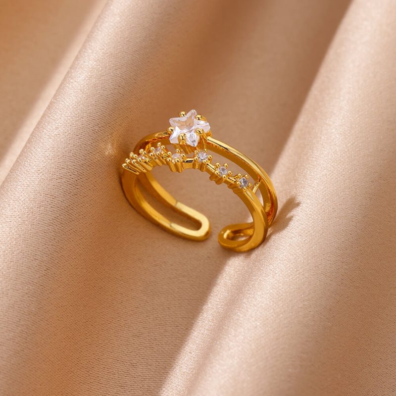 Zircon Geometric Heart Rings For Women Stainless Steel Gold Color Wedding Ring Luxury Aesthetic Jewlery Couple Gift 2025 - Image 8