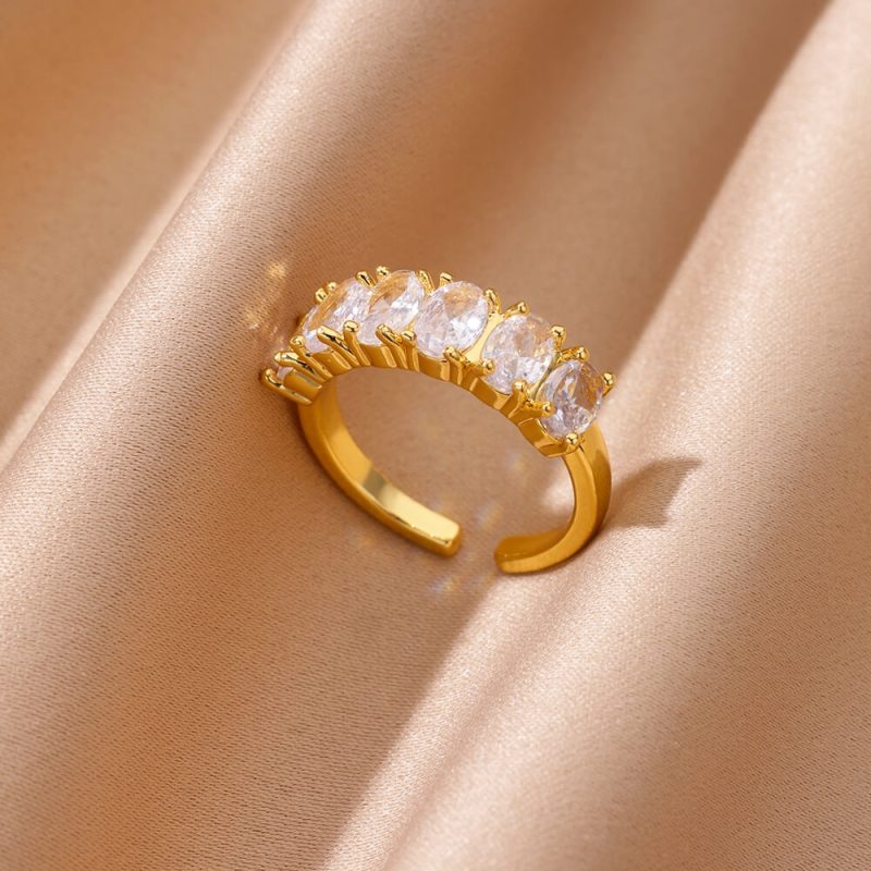 Zircon Geometric Heart Rings For Women Stainless Steel Gold Color Wedding Ring Luxury Aesthetic Jewlery Couple Gift 2025 - Image 9