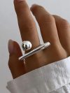Uworld Chic Stainless Steel Personality Minimalist Classy Ring 18k Gold Color Stylish Unique Finger Jewelry for Women Waterproof