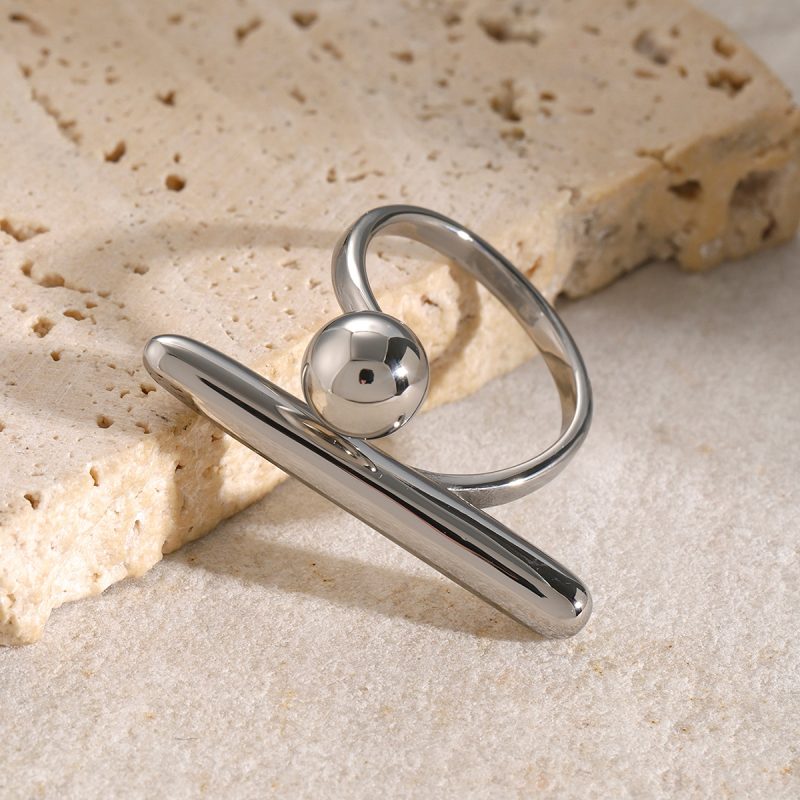 Uworld Chic Stainless Steel Personality Minimalist Classy Ring 18k Gold Color Stylish Unique Finger Jewelry for Women Waterproof - Image 5