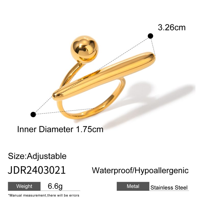 Uworld Chic Stainless Steel Personality Minimalist Classy Ring 18k Gold Color Stylish Unique Finger Jewelry for Women Waterproof - Image 6