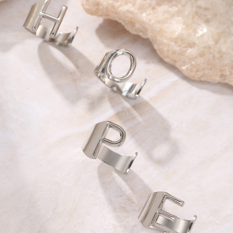Stainless Steel Rings Temperament Noble 26-letter Ring Vintage Luxuries Adjustable Opening Ring For Women Jewelry Banquet Gifts - Image 5