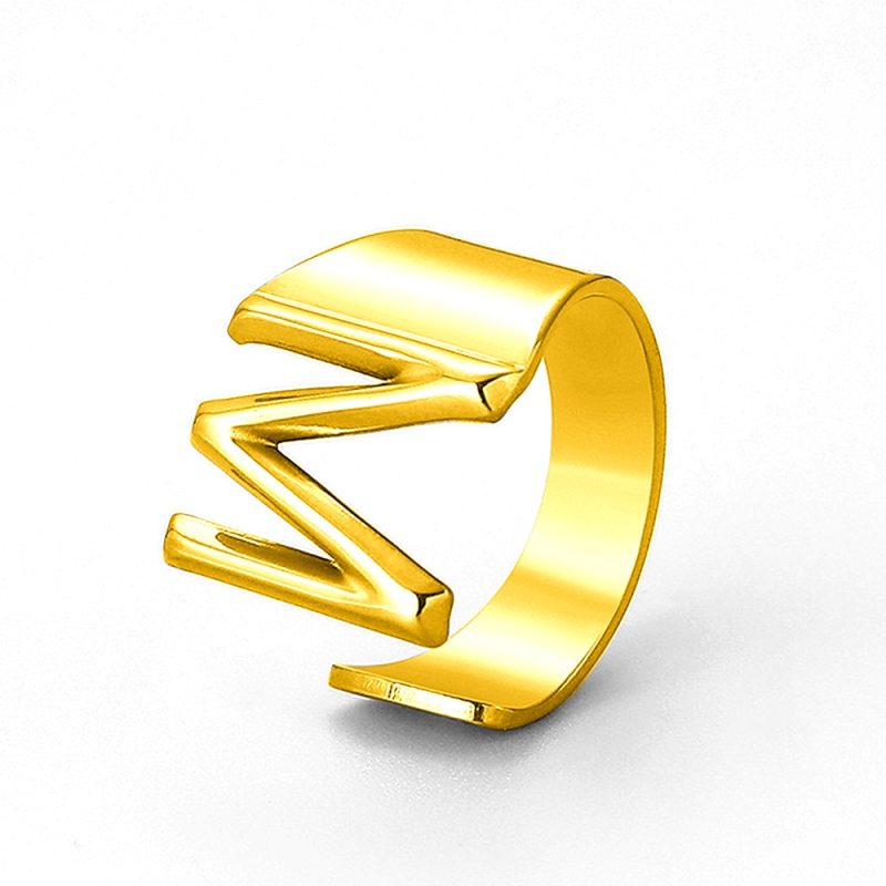 Stainless Steel Rings Temperament Noble 26-letter Ring Vintage Luxuries Adjustable Opening Ring For Women Jewelry Banquet Gifts - Image 6