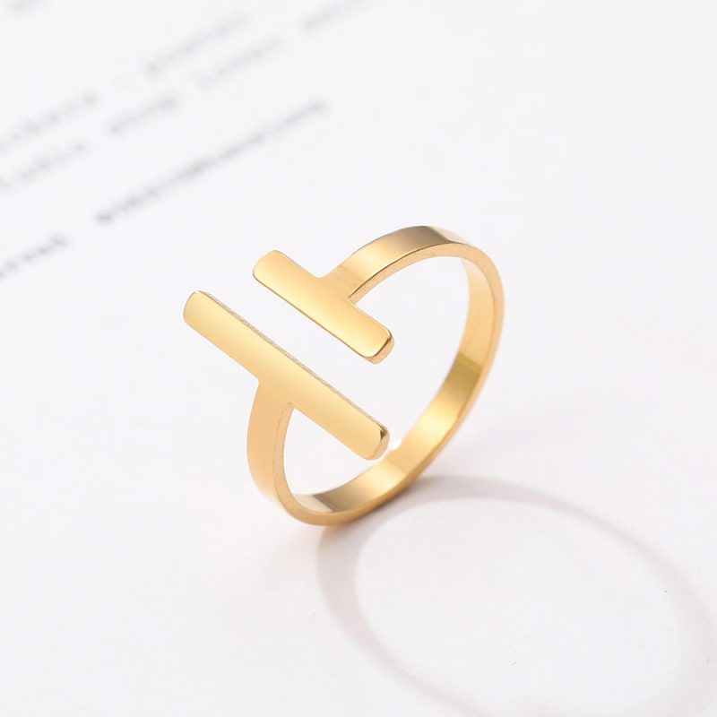 Stainless Steel Ring Simple Minimalist Stick Fashion Couple Adjustable Rings For Women Jewelry Wedding Party Girls Trend Gifts