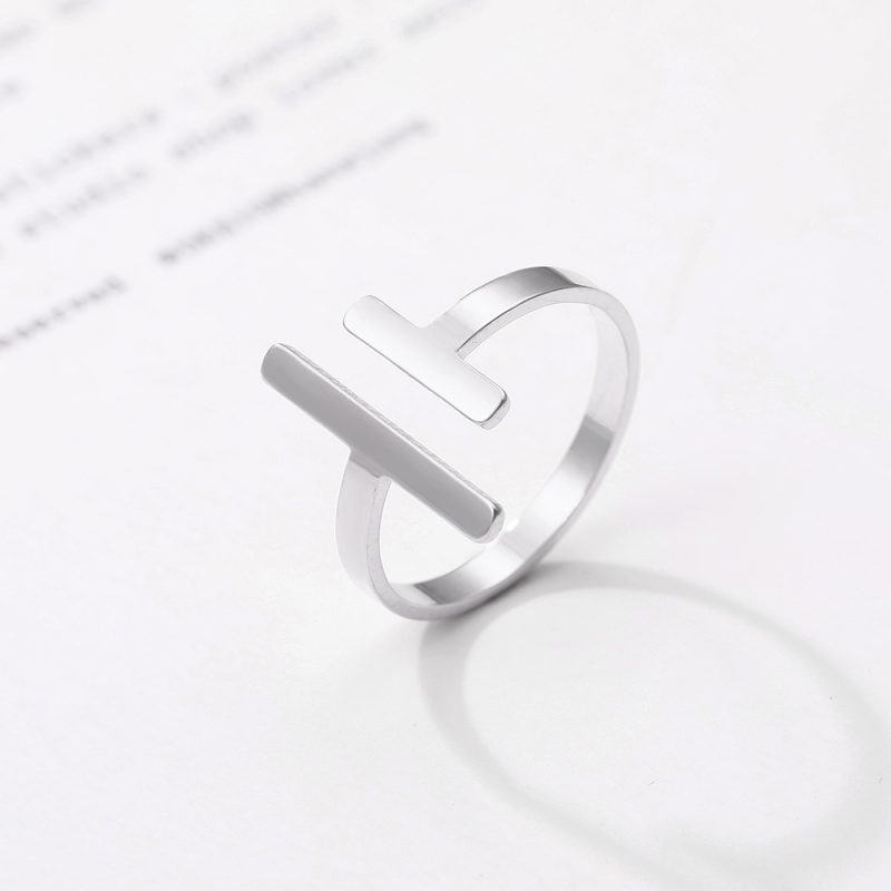 Stainless Steel Ring Simple Minimalist Stick Fashion Couple Adjustable Rings For Women Jewelry Wedding Party Girls Trend Gifts - Image 2