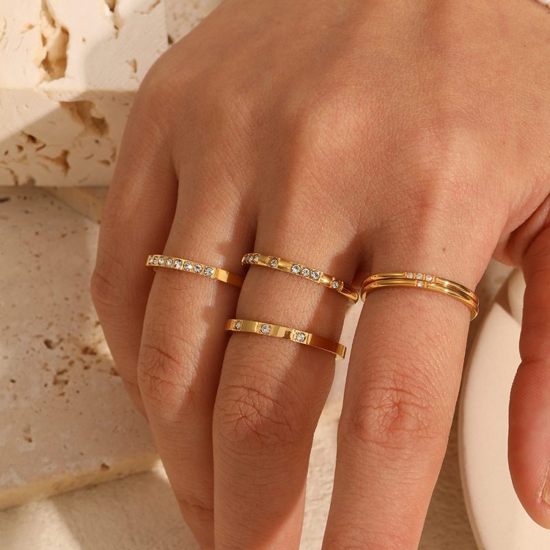 Tarnish Free Dainty Rings Stainless Steel 18K Gold Plated Knuckle Rings For Lady waterproof Minimalist Gold Rings For Women - Image 5
