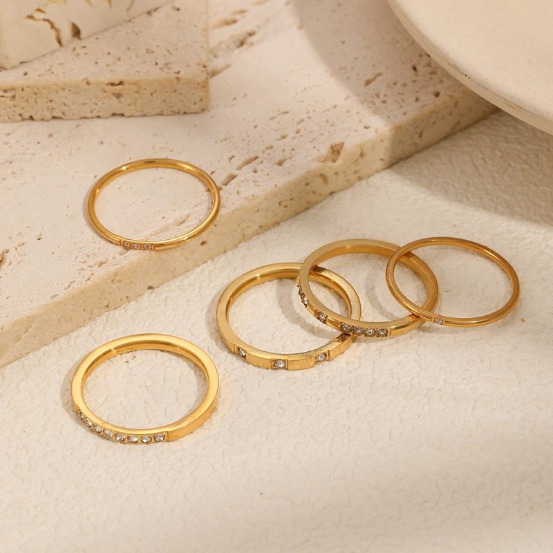 Tarnish Free Dainty Rings Stainless Steel 18K Gold Plated Knuckle Rings For Lady waterproof Minimalist Gold Rings For Women - Image 6