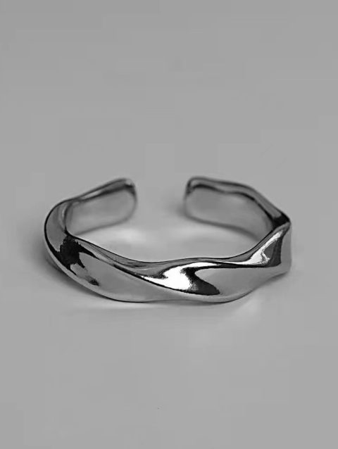 Mobius Wave Ring Silver Color Alloy Open Ring For Women Simple Retro Men Jewelry Trend Accessories