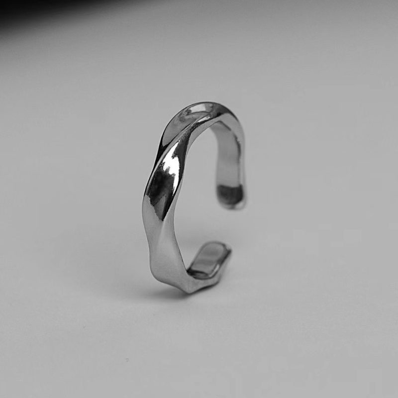 Mobius Wave Ring Silver Color Alloy Open Ring For Women Simple Retro Men Jewelry Trend Accessories - Image 5