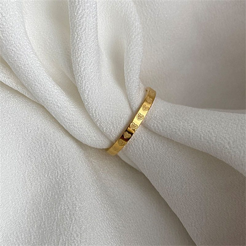 Golden Stainless Steel 2mm Heart Rings Women Size 5/6/7/8/9/10 Thin Finger Ring Wedding Band Engagement Jewelry Girlfriend Gift - Image 2