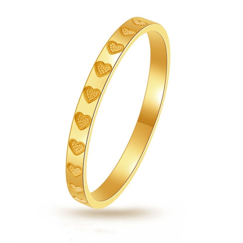 Golden Stainless Steel 2mm Heart Rings Women Size 5/6/7/8/9/10 Thin Finger Ring Wedding Band Engagement Jewelry Girlfriend Gift - Image 6