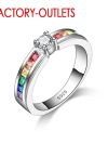 925 Sterling Silver Ring Fashion Jewelry Colourful Cubic Zirconia Tension Setting Women Girls Party Engagement Wholesale