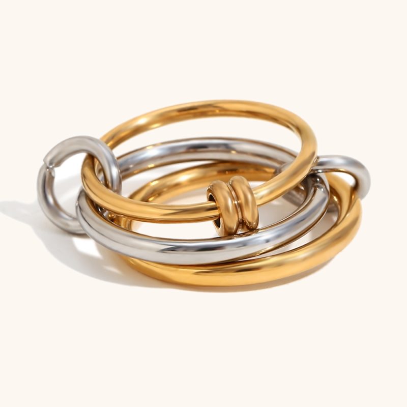 La. Muses Color Mix Dual Tone Multi-layer Circle Stainless steel Women's Ring Trendy Fashion Daily Versatile Jewelry - Image 8