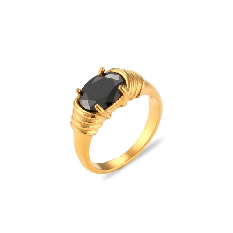 Strong Prong Setting Oval Cutt 3A Zircon Shiny Green Red Black White Stone Ring Stainless Steel 18K Gold Plated Rings For Women - Image 9