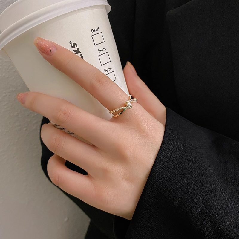 2025 New Luxury Pearl Zircon Adjustable Rings for Women Fashion Simple New Year Party Accessories Fine Jewelry Gift - Image 2