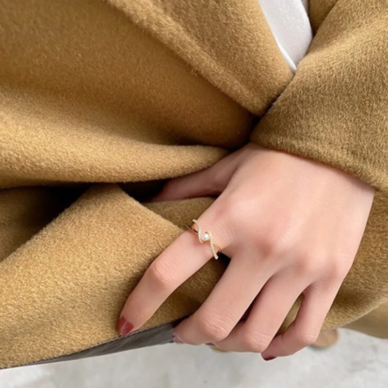 2025 New Luxury Pearl Zircon Adjustable Rings for Women Fashion Simple New Year Party Accessories Fine Jewelry Gift - Image 4