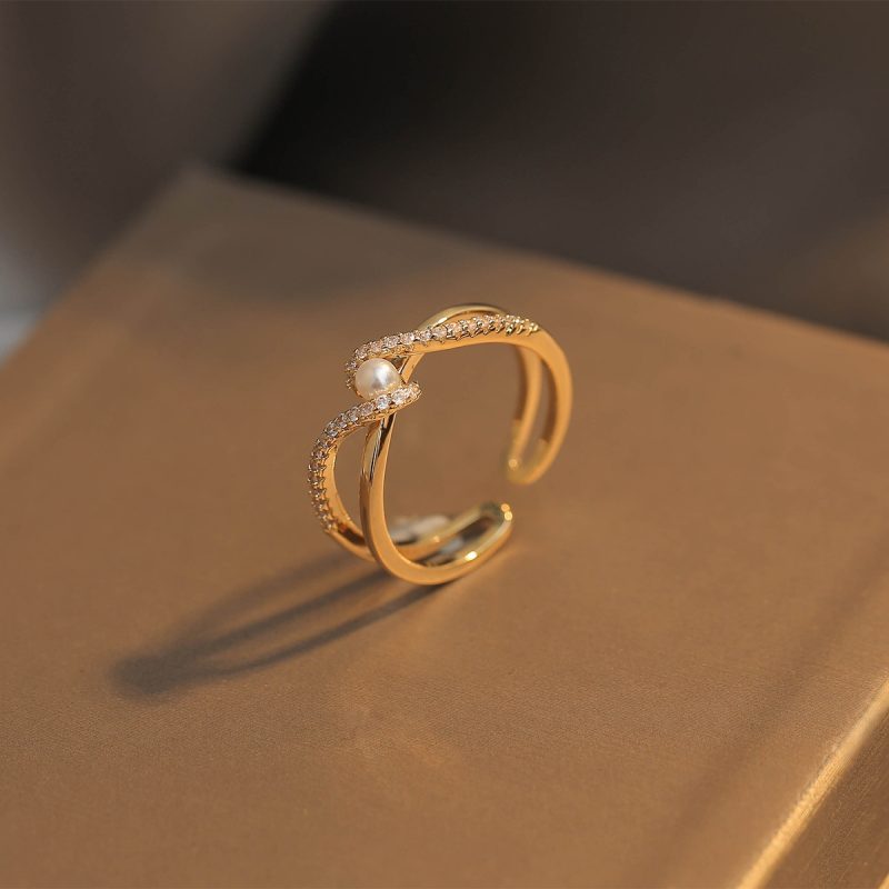 2025 New Luxury Pearl Zircon Adjustable Rings for Women Fashion Simple New Year Party Accessories Fine Jewelry Gift - Image 6
