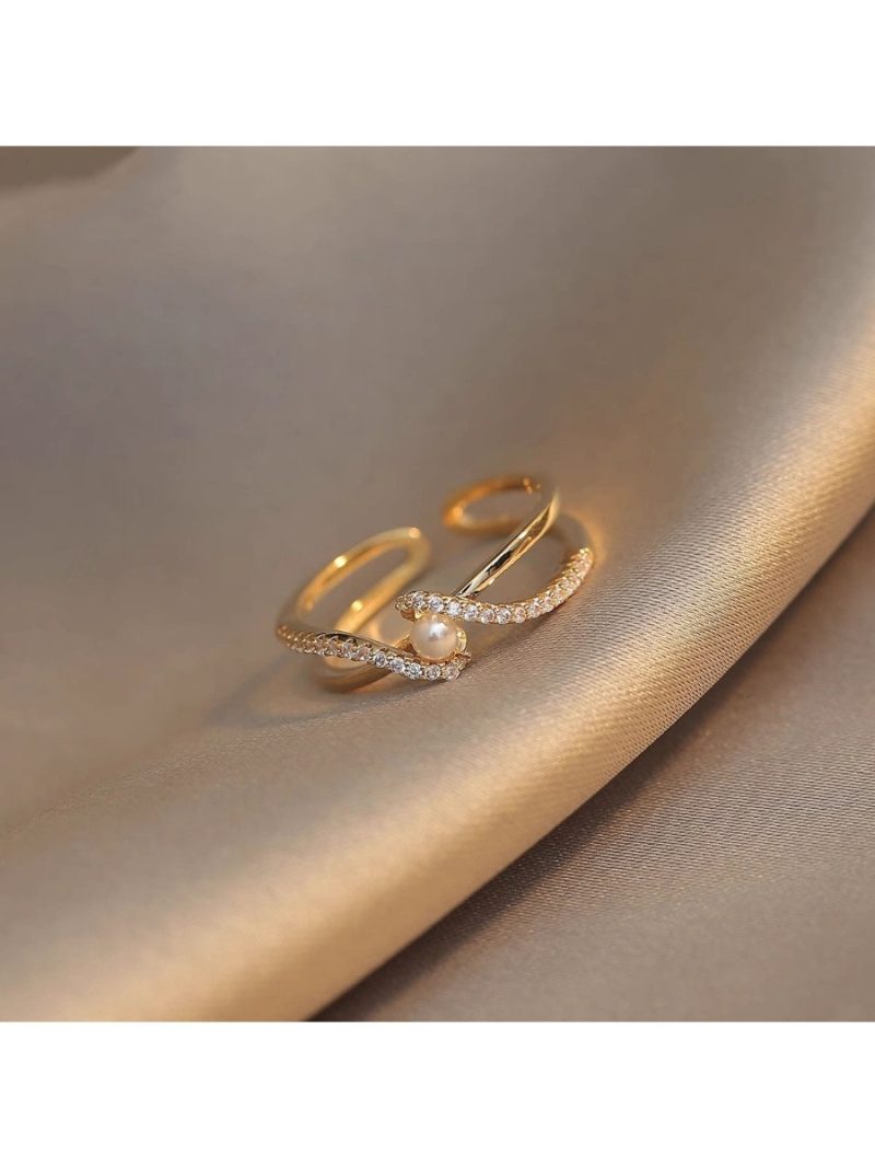 2025 New Luxury Pearl Zircon Adjustable Rings for Women Fashion Simple New Year Party Accessories Fine Jewelry Gift - Image 7