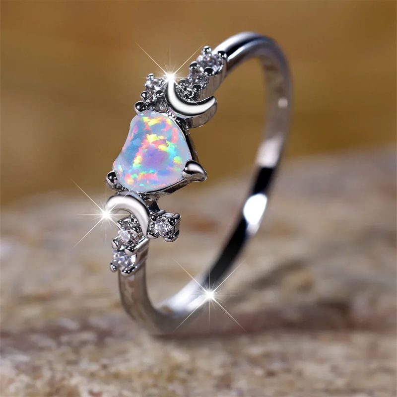 2024 Milangirl Large Oval Fire Opal Rings for Women Fashion Jewelry White Moonstone Bright Color S for Women Wedding Engagement - Image 23