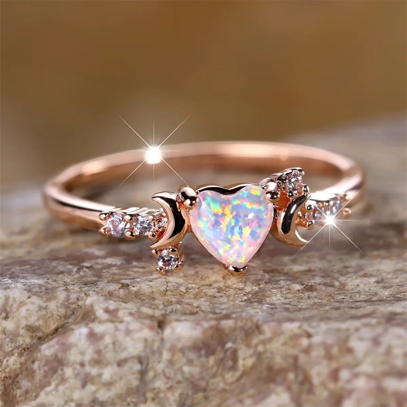 2024 Milangirl Large Oval Fire Opal Rings for Women Fashion Jewelry White Moonstone Bright Color S for Women Wedding Engagement - Image 24
