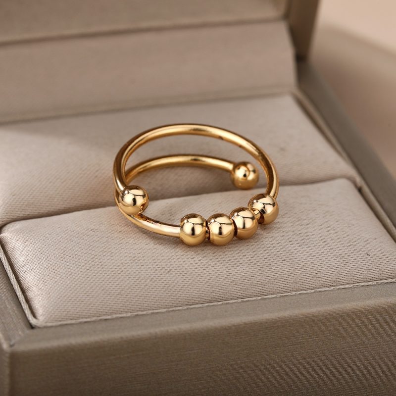 Anxiety Ring Beads Rings For Women Men Stainless Steel Ring Spinner Spiral Simulated Freely Anti Stress Fidget Ring Jewelry - Image 4