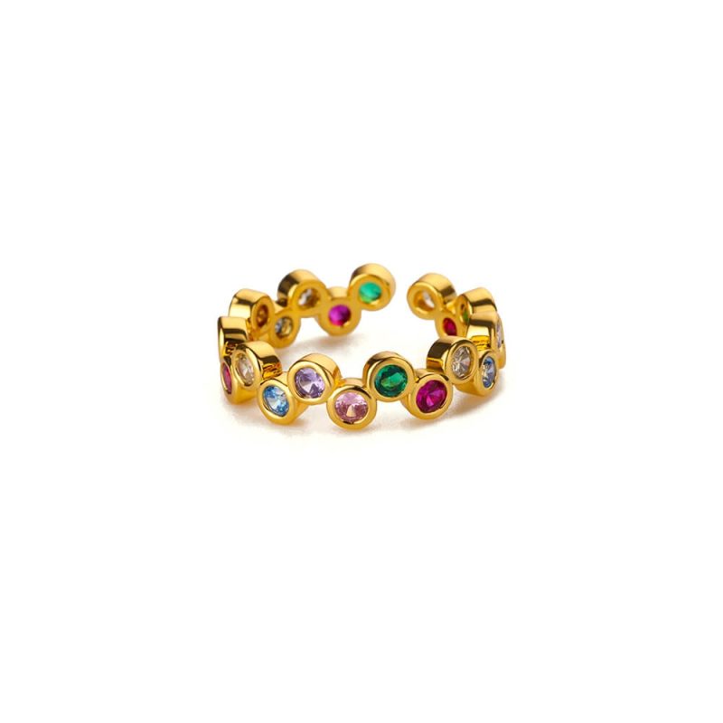 Colorful Tiny Round Rings For Women Stainless Steel Gold Color Adjustable Wedding Ring Luxury Aesthetic Jewlery Couple Gift - Image 6
