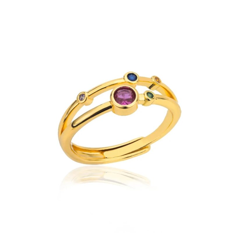 Colorful Tiny Round Rings For Women Stainless Steel Gold Color Adjustable Wedding Ring Luxury Aesthetic Jewlery Couple Gift - Image 7