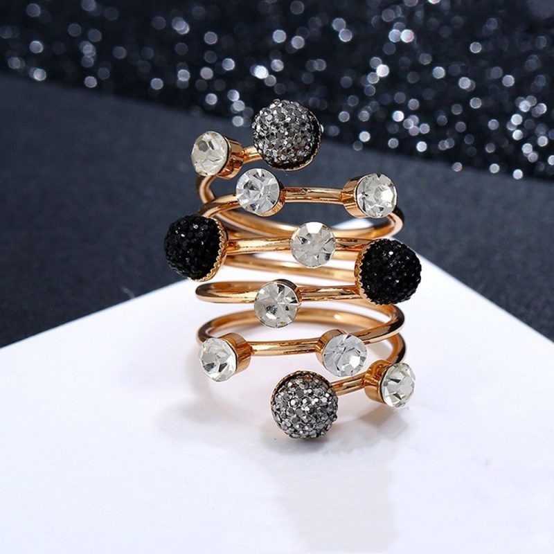 Crystal Stone Rings for Women Exaggerated Hollow Wide Open Ring Female Fashion Geometric Wedding Party Finger Jewelry Gifts - Image 4