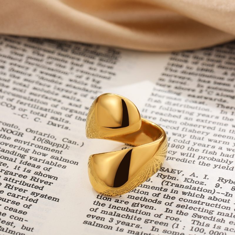 Creative Gold Color Stainless Steel Rings for Women Punk Chunky Irregular Smooth Round Dome Ring Female Statement Jewelry Gift - Image 3