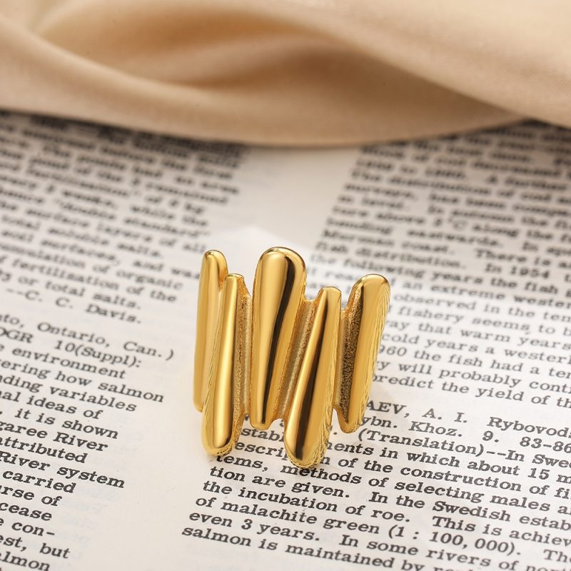 Creative Gold Color Stainless Steel Rings for Women Punk Chunky Irregular Smooth Round Dome Ring Female Statement Jewelry Gift - Image 4