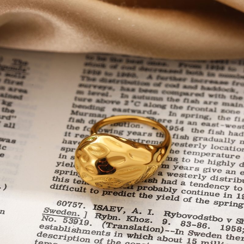 Creative Gold Color Stainless Steel Rings for Women Punk Chunky Irregular Smooth Round Dome Ring Female Statement Jewelry Gift - Image 5