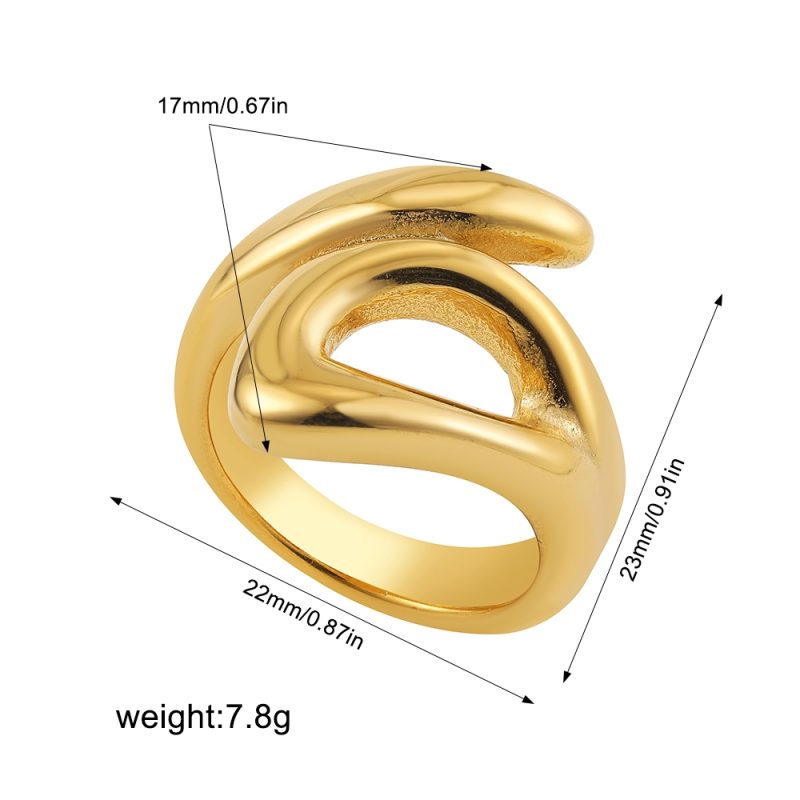 Creative Gold Color Stainless Steel Rings for Women Punk Chunky Irregular Smooth Round Dome Ring Female Statement Jewelry Gift - Image 7