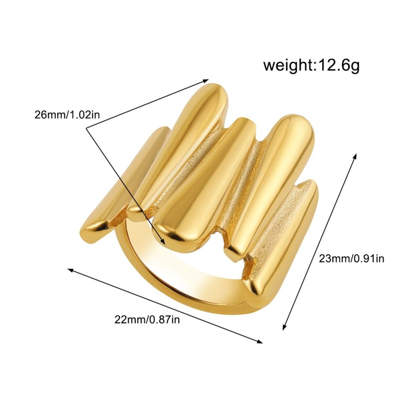 Creative Gold Color Stainless Steel Rings for Women Punk Chunky Irregular Smooth Round Dome Ring Female Statement Jewelry Gift - Image 8