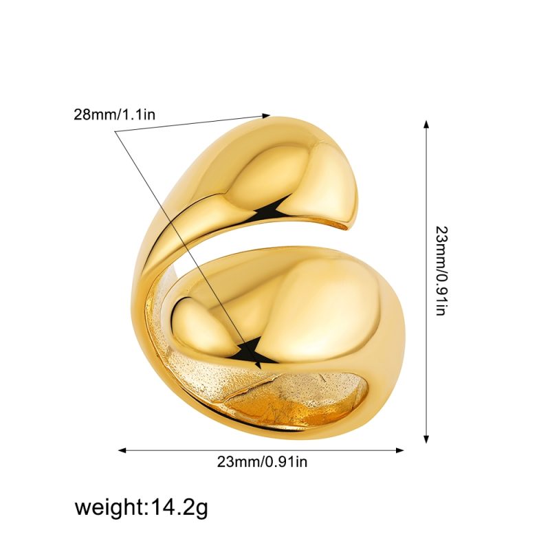 Creative Gold Color Stainless Steel Rings for Women Punk Chunky Irregular Smooth Round Dome Ring Female Statement Jewelry Gift - Image 9