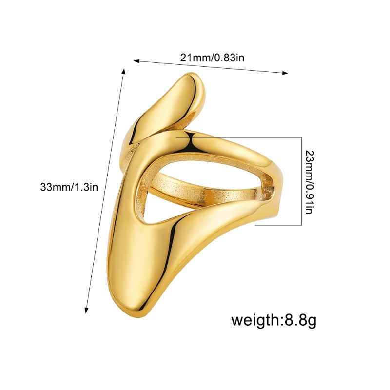Creative Gold Color Stainless Steel Rings for Women Punk Chunky Irregular Smooth Round Dome Ring Female Statement Jewelry Gift - Image 11