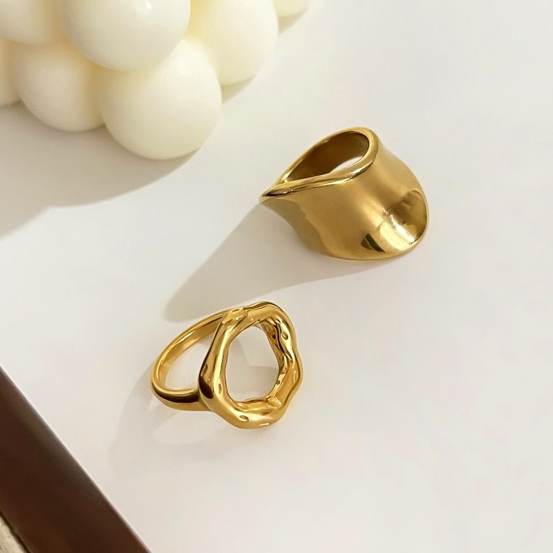 Peri'sbox Minimalism Anti-Tarnish Stainless Steel 18K Pvd Gold Plated Rings for Women Unique Design Fashion Holiday Jewelry Gift - Image 3