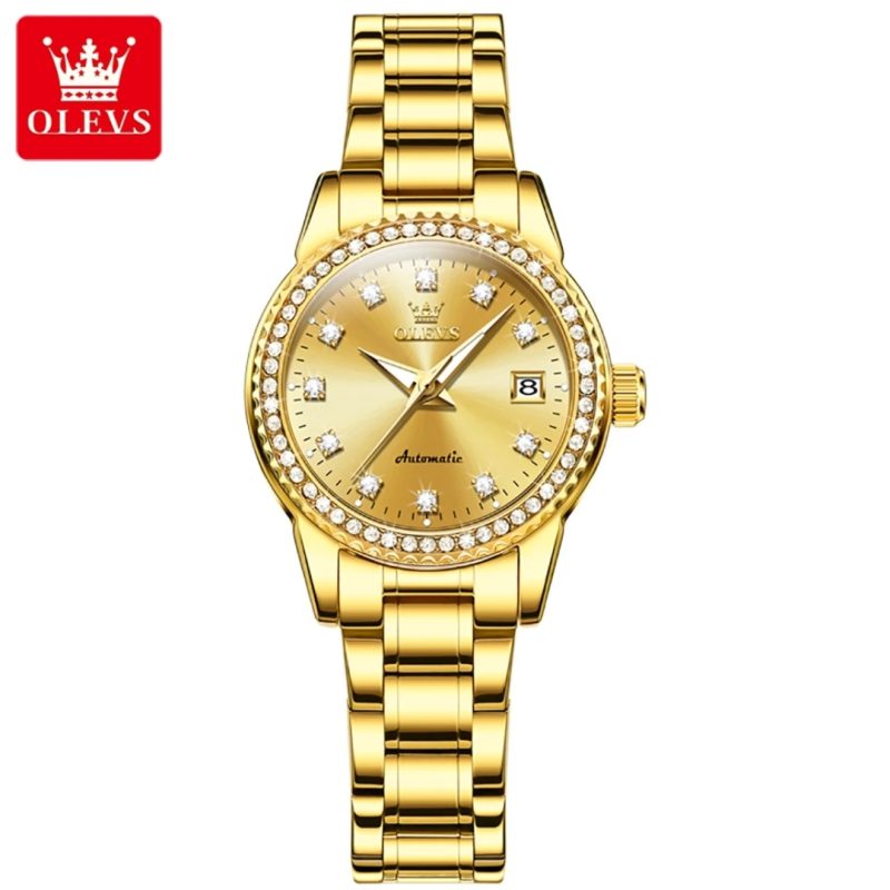 Olevs 7003 mechanical fashion watch stainless steel watchband round-dial wristwatch calendar luminous woman Watch Automatic - Image 7