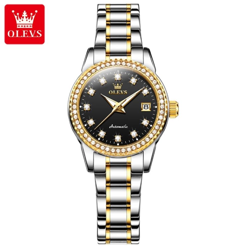 Olevs 7003 mechanical fashion watch stainless steel watchband round-dial wristwatch calendar luminous woman Watch Automatic - Image 9