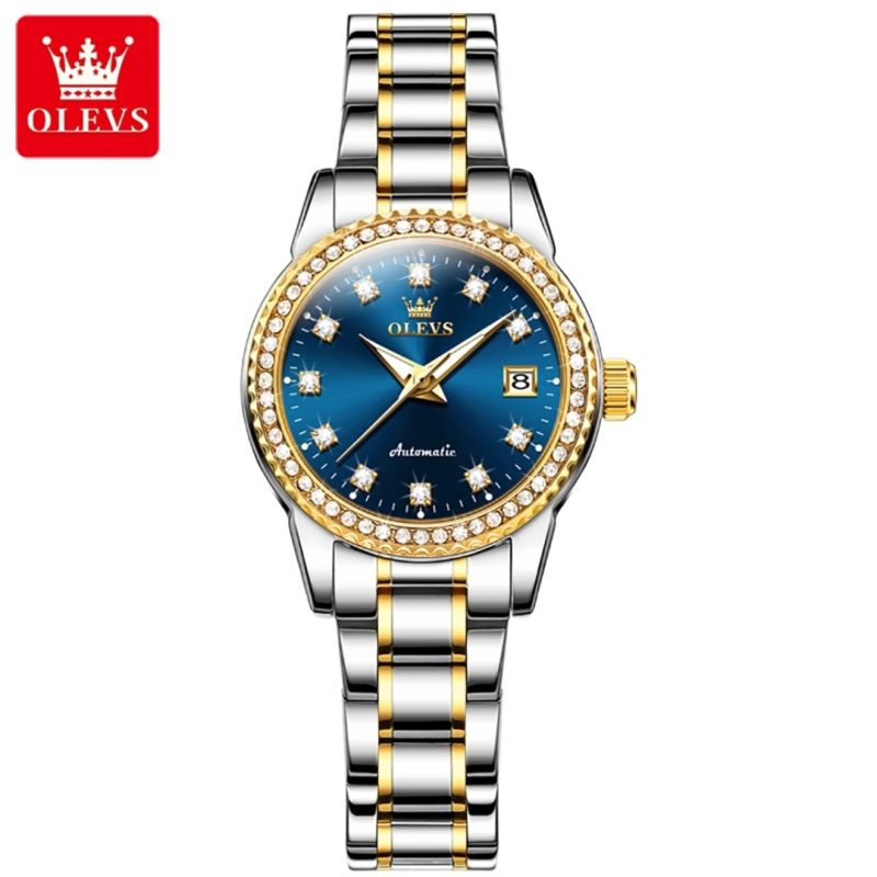 Olevs 7003 mechanical fashion watch stainless steel watchband round-dial wristwatch calendar luminous woman Watch Automatic - Image 10