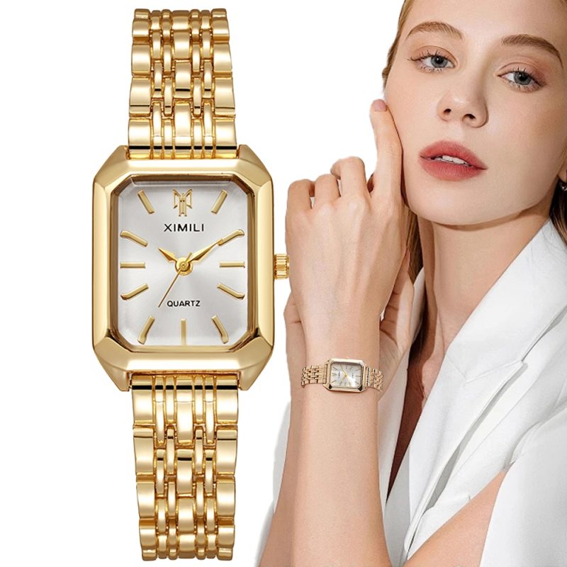 Ladies Watch Luxury Gold Square Simple Luxury Quartz Watch Fashion Stainless Steel Women's Business Clock Dress Gift Watches - Image 2