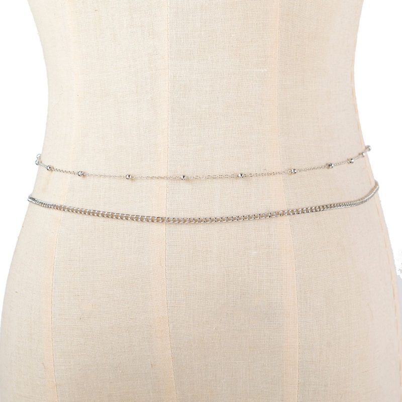 Fashionable and Sexy Round Bead Chain Double Waist Chain Simple Metal Thick Chain Body Chain Women's Belly Waist Decoration - Image 5